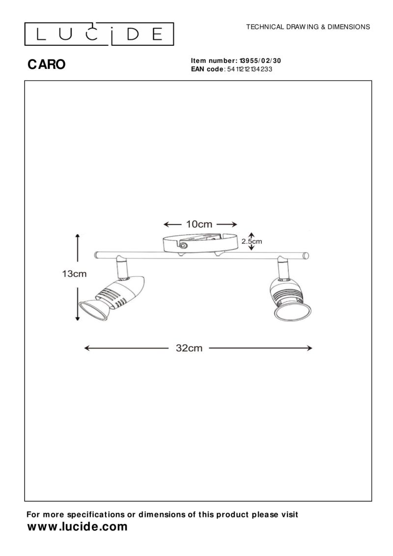 Lucide CARO - Stropné bodové svietidlo - 2xGU10 - Čierne